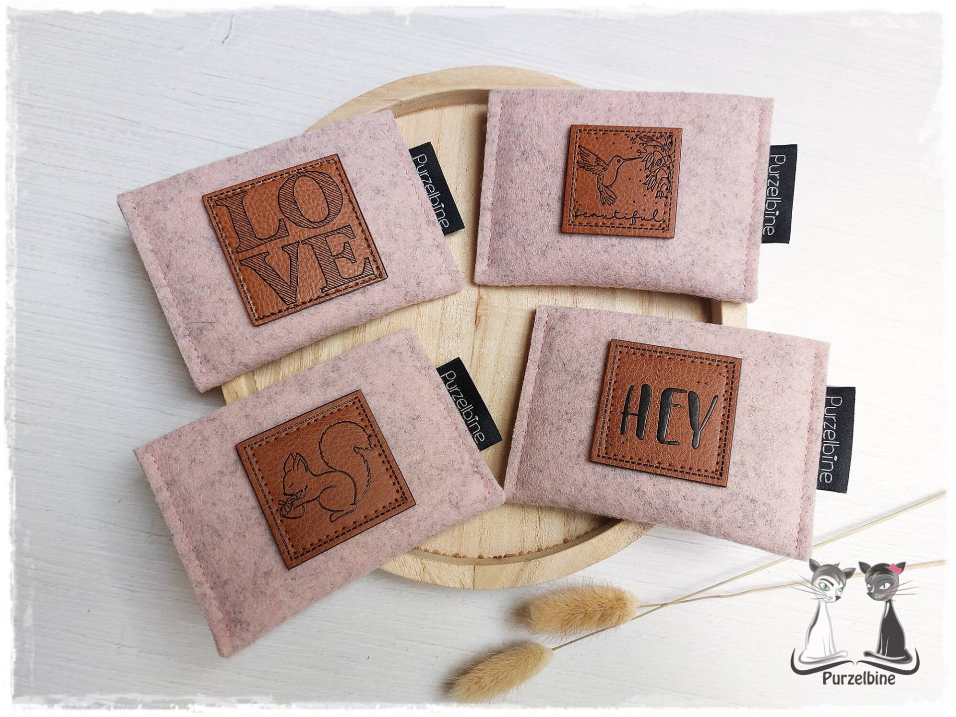 Taschenspiegel Mit Hülle Aus Wollfilz in Rosa - Spiegel Vogel Love Eichhörnchen Hey Spiegelhülle von Etsy - Purzelbine