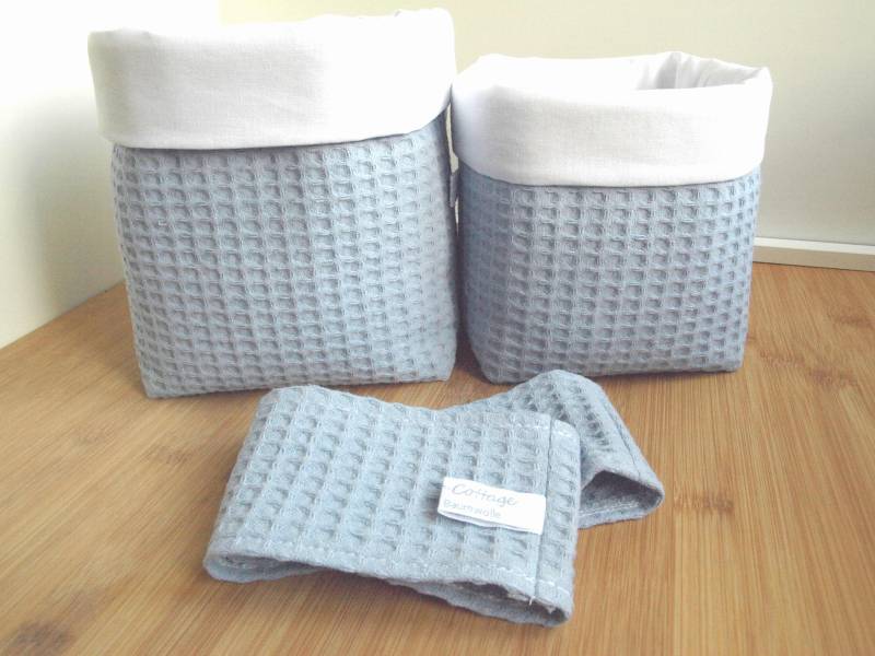 Ab 11, 95 Euro, Utensilos Wählbar & Feuchttücherbox Bezug, Waffelpique Dusty Blue, Stoffkörbe Blau von Etsy - QuiltCottageLove