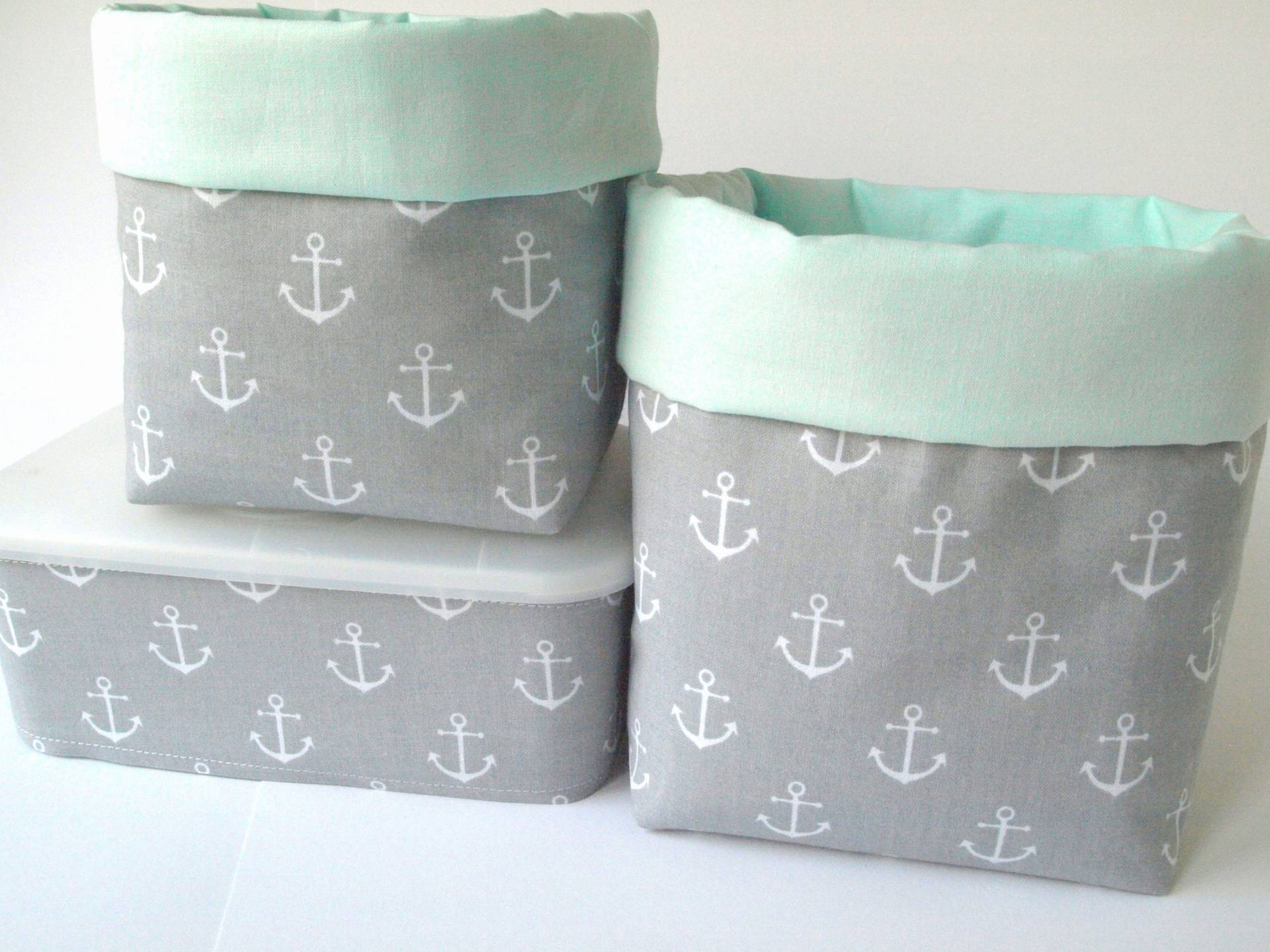 Ab 11, 95 Utensilos Anker Grau/Mint, Stoffkörbe, Aufbewahrung, Maritim, Wählbar Ab 11, 95 Utensilos Anker Grau/Mint, Stoffkörbe, Aufbewahrung, Maritim, Wählbar von Etsy - QuiltCottageLove
