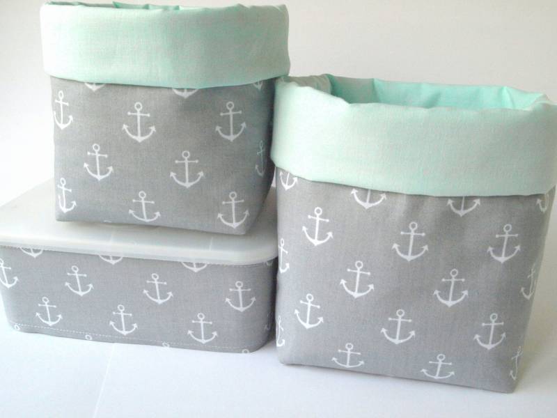 Ab 11, 95 Utensilos Anker Grau/Mint, Stoffkörbe, Aufbewahrung, Maritim, Wählbar Ab 11, 95 Utensilos Anker Grau/Mint, Stoffkörbe, Aufbewahrung, Maritim, Wählbar von Etsy - QuiltCottageLove