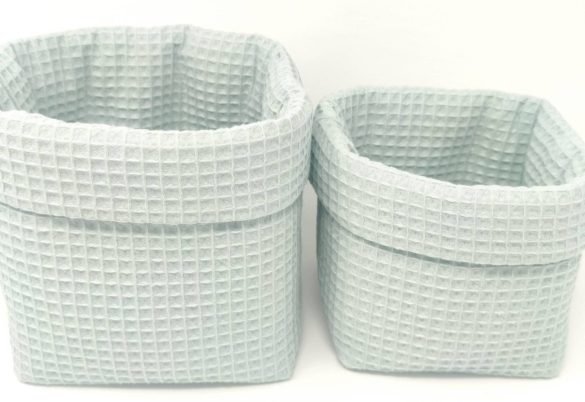 Ab 14, 95 Euro, "Uni Dusty Mint" Waffelpique Utensilo, Stoffkörbe, Set-Wahl, Einzelwahl, Aufbewahrung, Wickeltisch, Utensilos, Organizer von Etsy - QuiltCottageLove