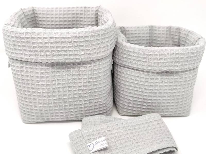 Ab 14, 95 Euro, "Uni Hellgrau Waffelpique Utensilos" Stoffkörbe, Set-Wahl, Einzelwahl, Aufbewahrung, Wickeltisch, Grau, Organizer von Etsy - QuiltCottageLove