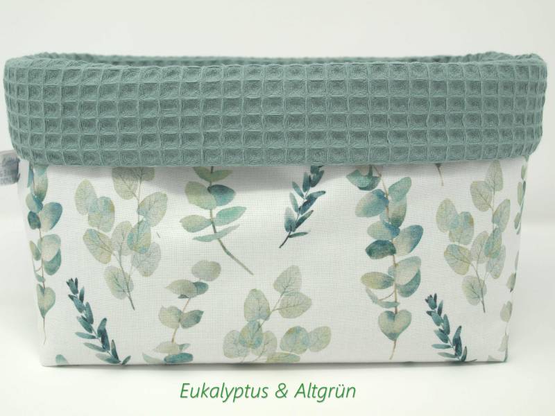 stoffkorb 12x20(L Motivwahl, Eukalyptus/Altgrün, Blueberry/Blush, Waldfreunde/Hellbeige, Regenbogen, Rainbow, Waffelpique Utensilo, Tiere von Etsy - QuiltCottageLove