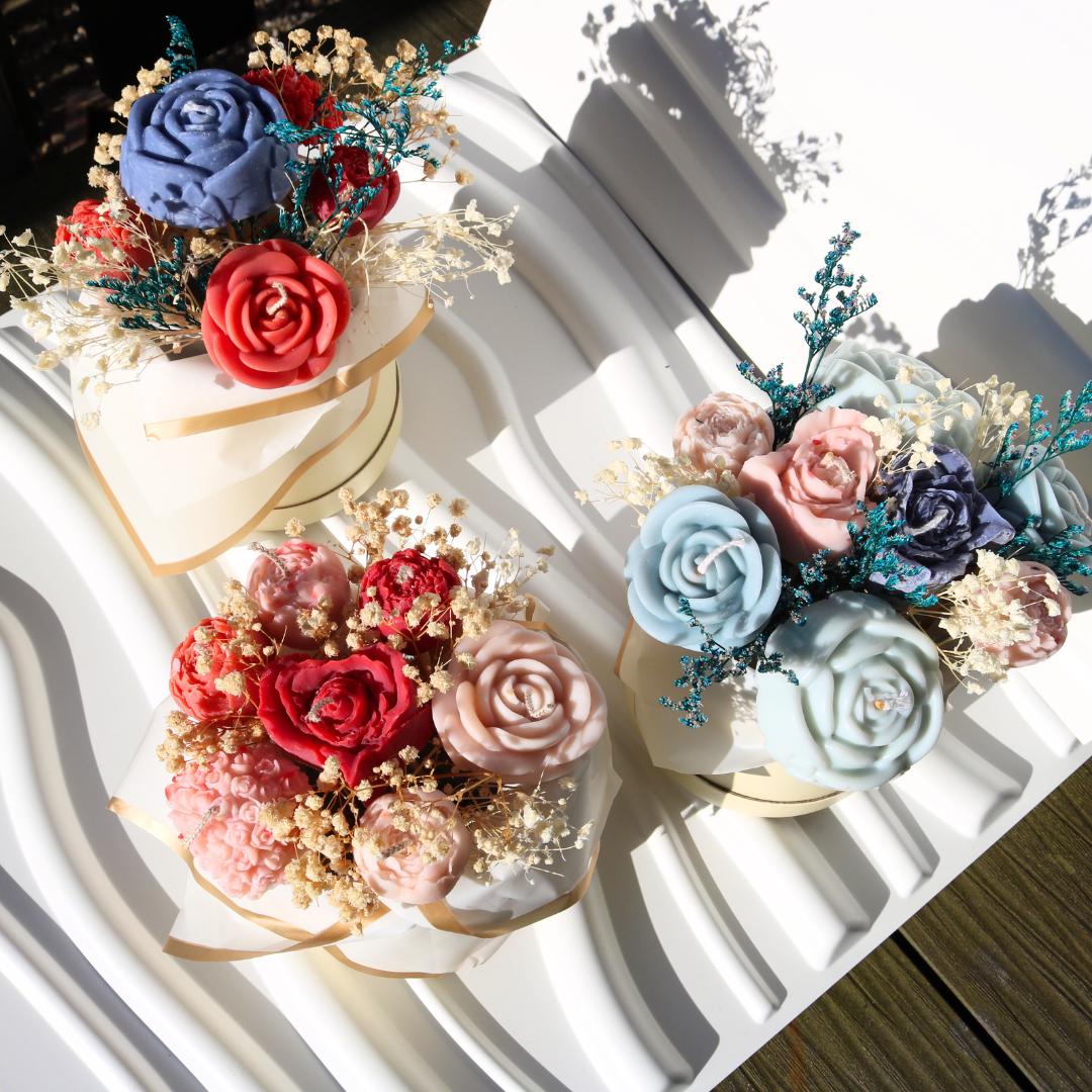 Flower Bouquet|Flower Set|Flower Scented Candle Box|Ladies Gift|Flower Candles|Candle Gift|Gifts von Etsy - RaShopkerzen
