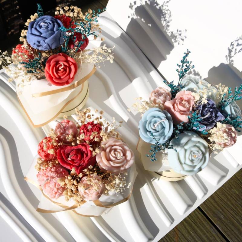 Flower Bouquet|Flower Set|Flower Scented Candle Box|Ladies Gift|Flower Candles|Candle Gift|Gifts von Etsy - RaShopkerzen