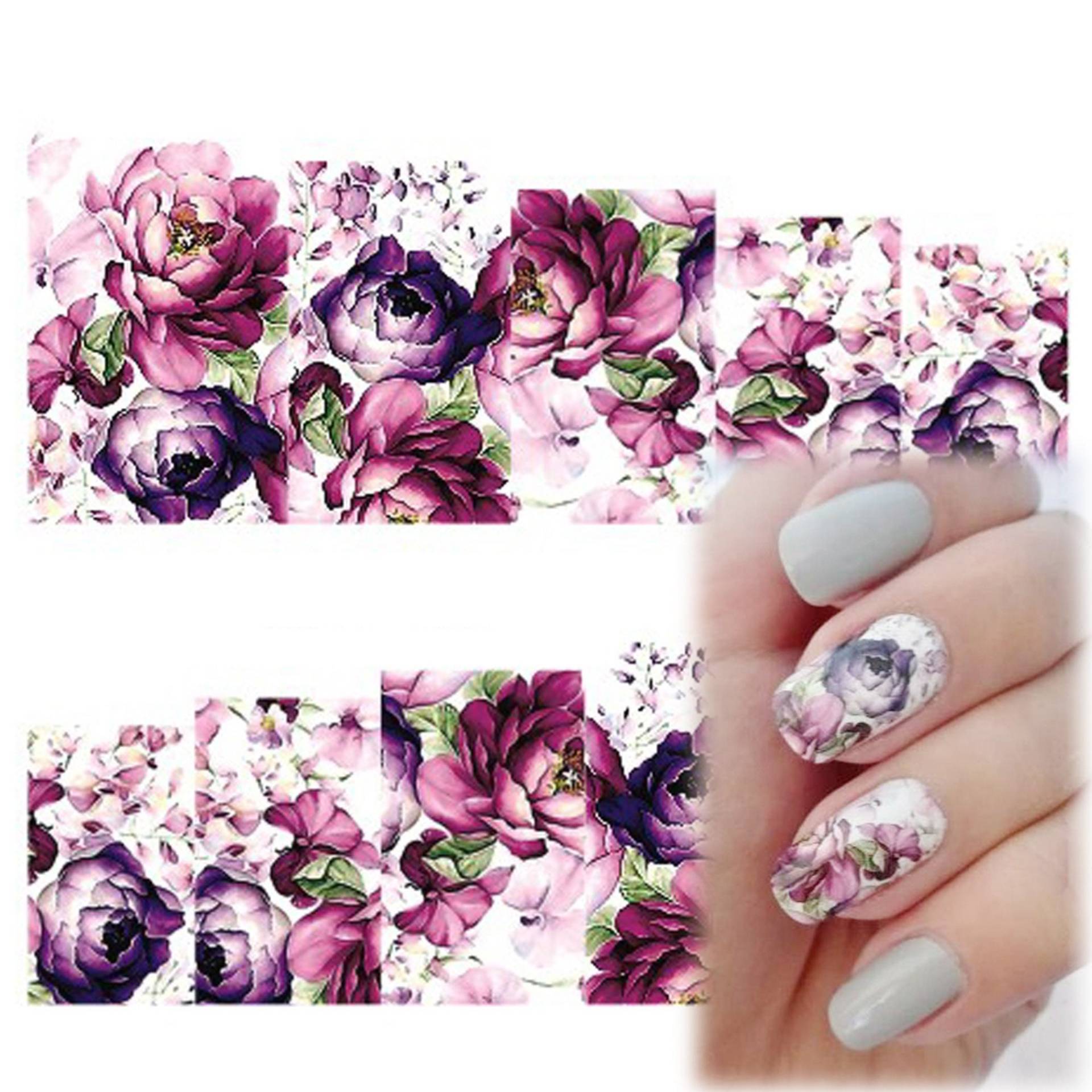 Nail Art Wasser Aufkleber Transfers Tieflila Blumen Floral 369 von Etsy - RachelsNailsByRachel