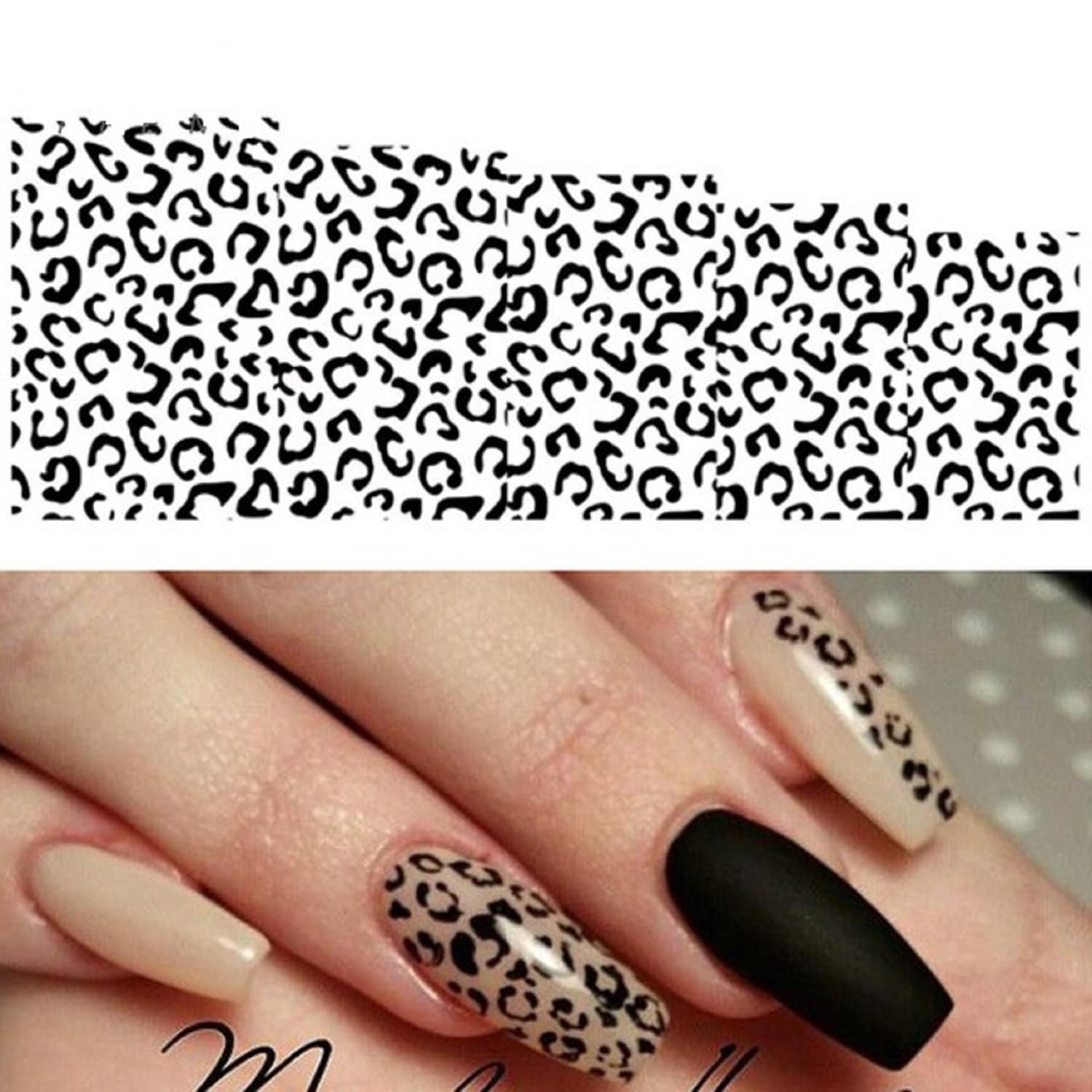Nail Art Wasser Decals Sticker Transfers Schwarz Weiss Leopard Print Spots Animal von Etsy - RachelsNailsByRachel