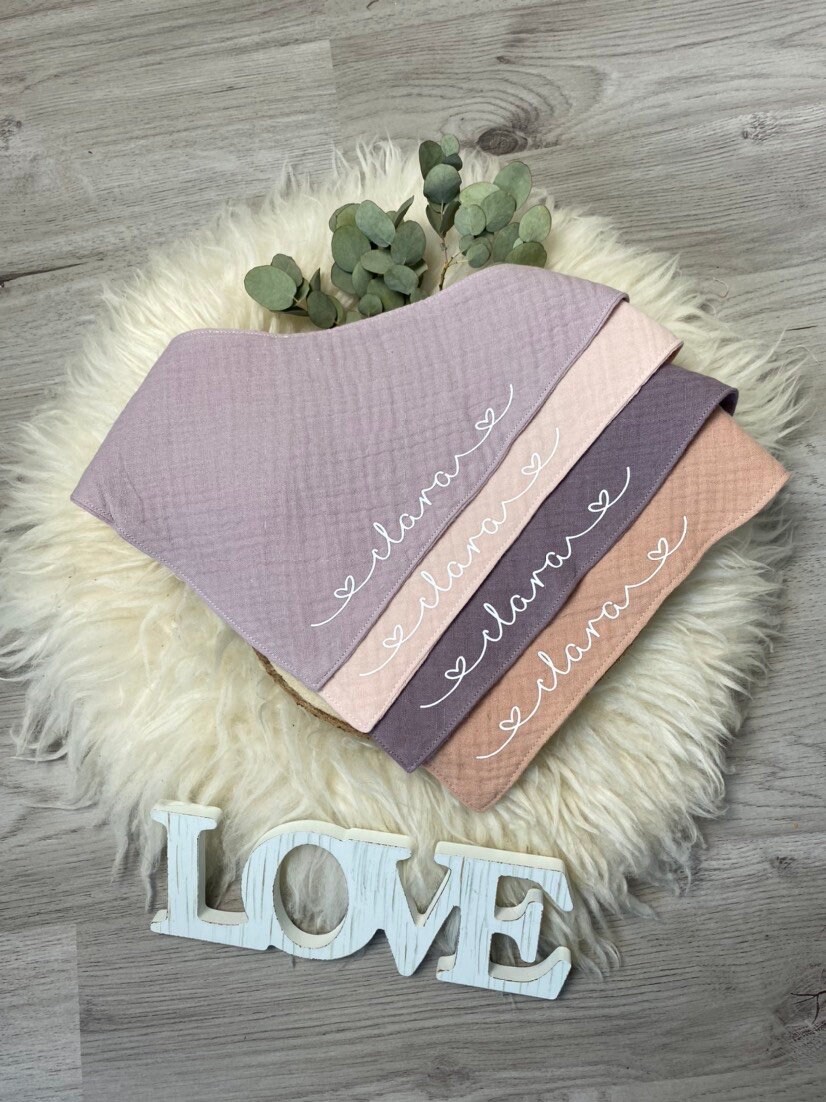 Customizable Scarves | Muslin Bibs Personalized Purple Pink Blush Lilac Different Colors Customizable Scarves | Muslin Bibs Personalized Purple Pink Blush Lilac Different Colors von Etsy - Rackertouille