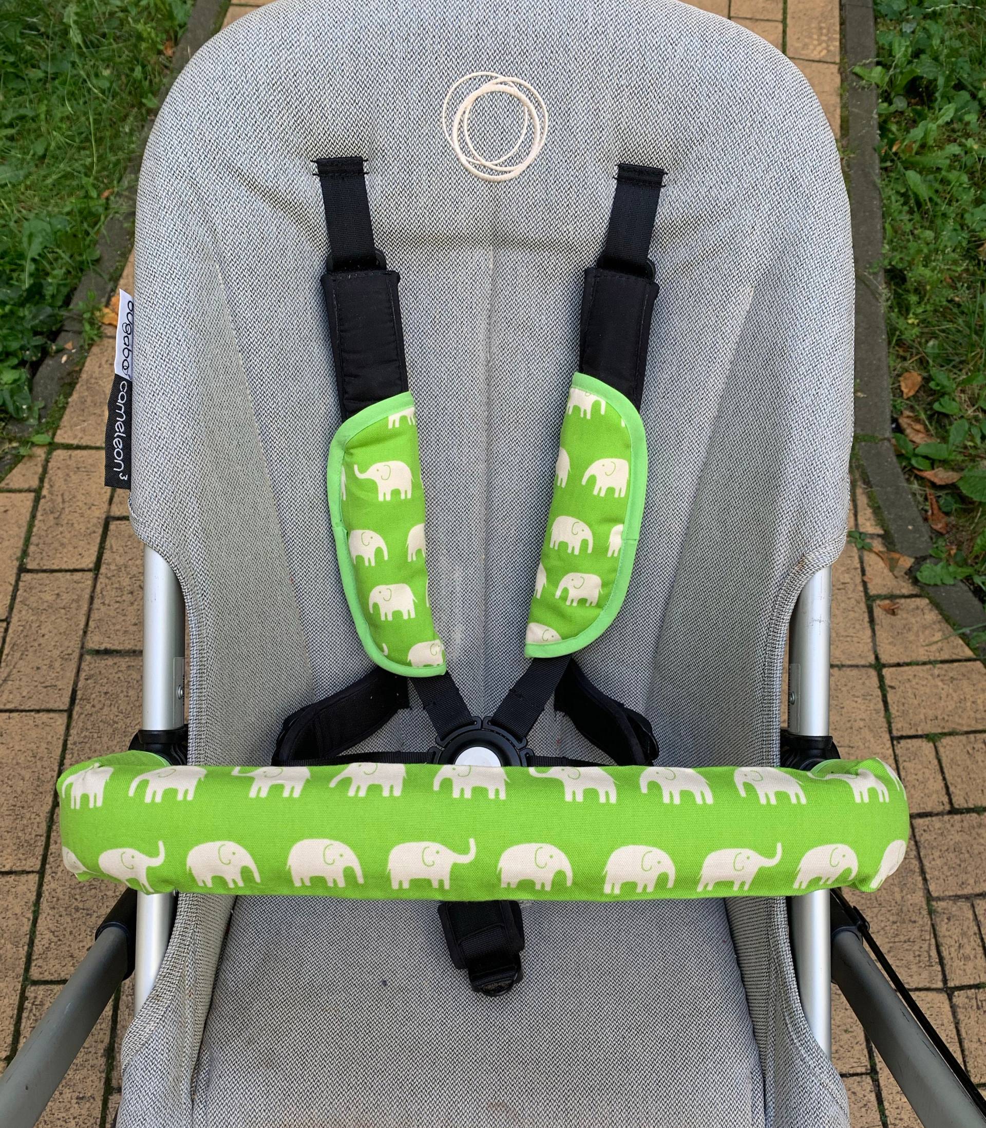 Kinderwagen Buggy Bezug Gurtpolster Bauchbügel Elefanten Grün von Etsy - Rafetti