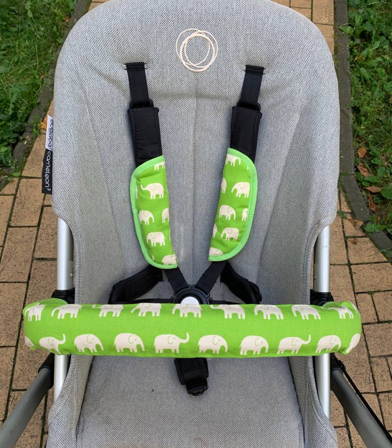 Kinderwagen Buggy Bezug Gurtpolster Bauchbügel Elefanten Grün von Etsy - Rafetti