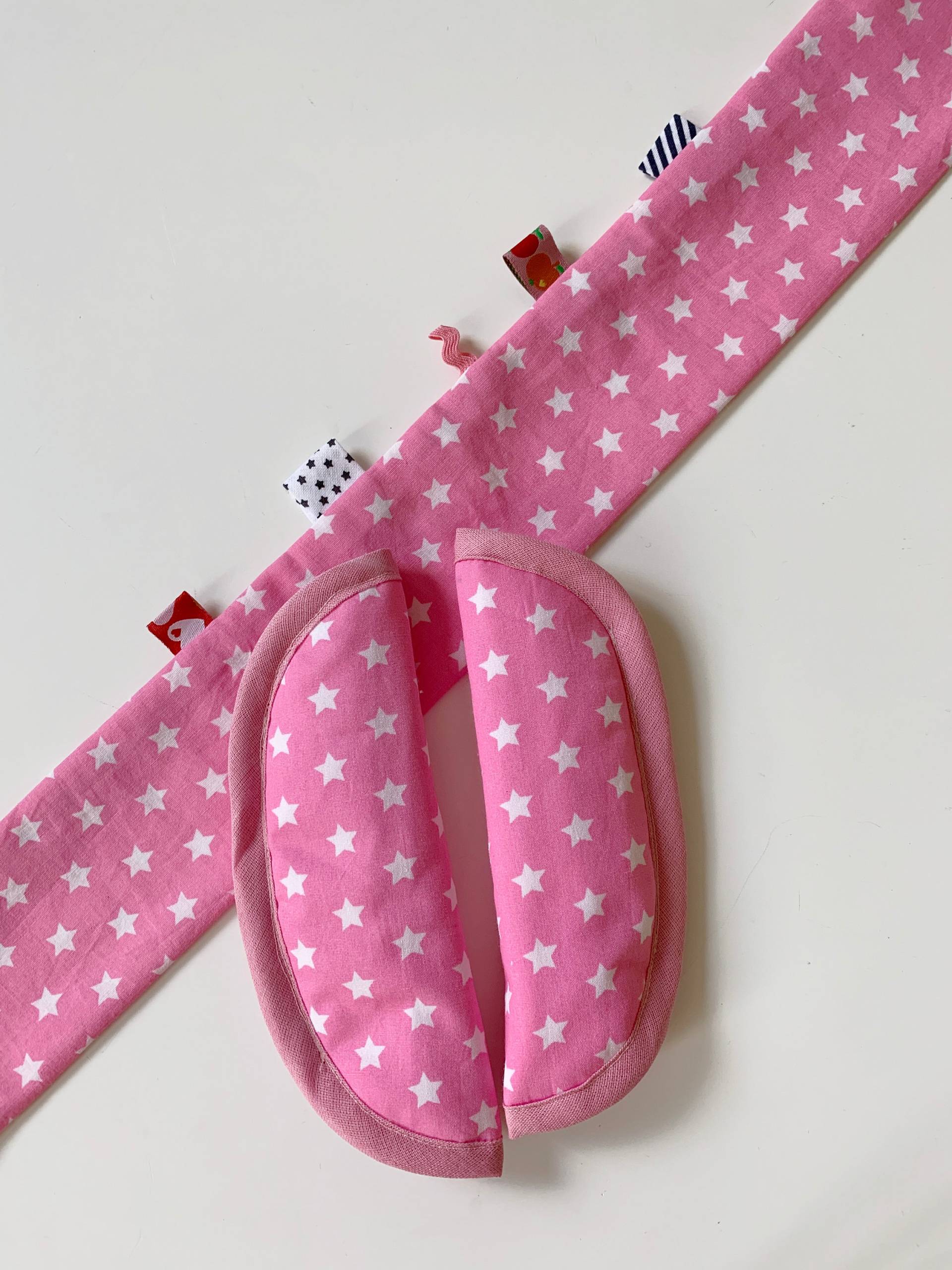 Kinderwagen Gurtschoner Gurtpolster + Bügelschoner Rosa Sterne von Etsy - Rafetti