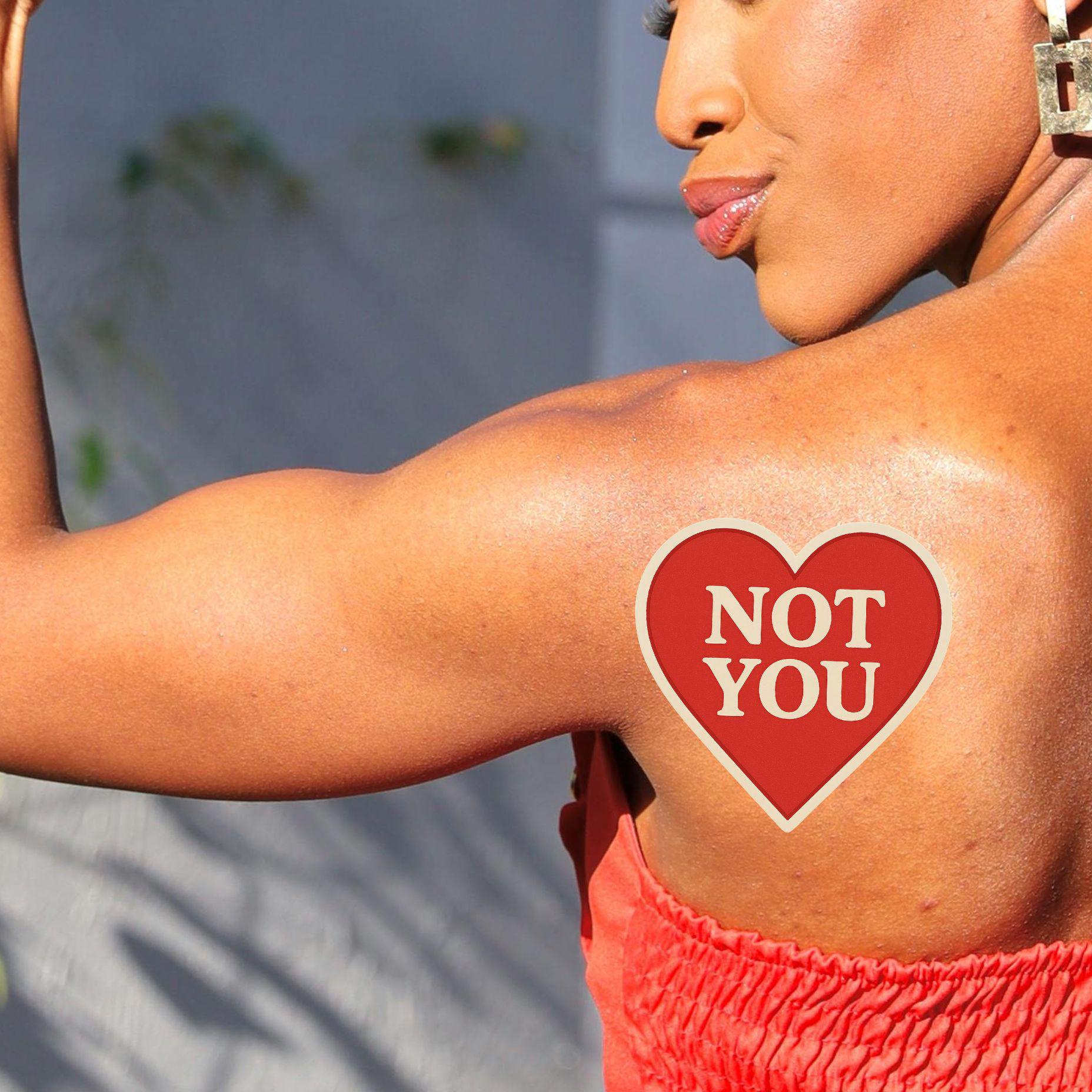Not You Temporary Tattoo - Feminist Heart Design, Bold Self Love Statement, Anti Male Gaze Body Art, Empowering Fake Tattoo Gift von Etsy - RealFakeberlin