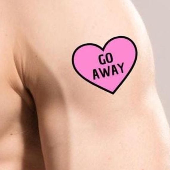 Temporary Tattoo Herz Go Away Pink Body Art Fake Feminist Protest Design Queer Attitude Statement Grenzen Setzen von Etsy - RealFakeberlin