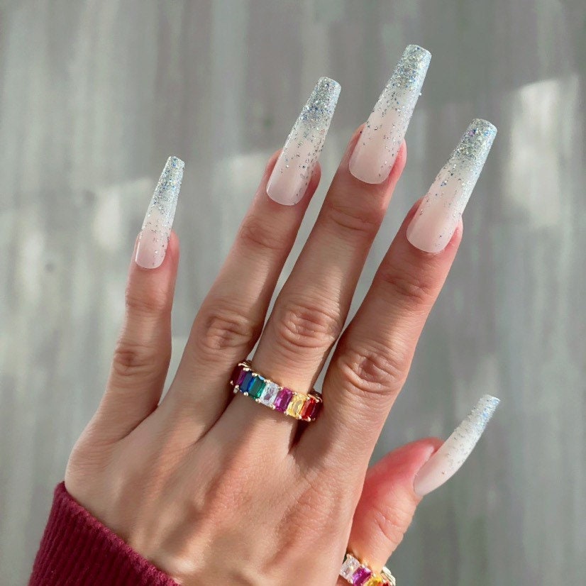 Glitzer Ombre Lang/Sarg Nägel Press On Nageldesign Künstliche Klebenägel Mit Design Glitzer Ombre Lang/Sarg Nägel Press On Nageldesign Künstliche Klebenägel Mit Design von Etsy - RedLeopardNails