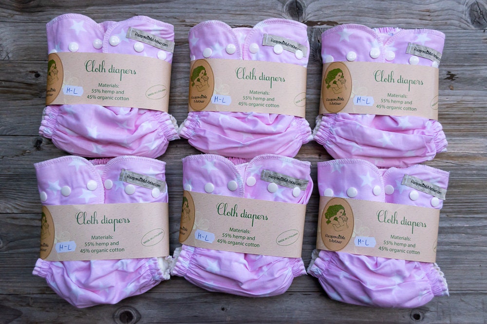 6Er Set Hanf-Baumwoll-Baumwollstoff-Windel-Set + Woll-Überzieher Gratis/M-L Stoffwindel-Set Geschenk Naturmaterial von Etsy - ResponsibleMother