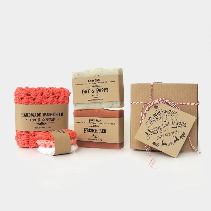 Bade Geschenk Set 2 Vegan Seifen, Gesichts Scrubbies Aus Baumwoll-Waschlappen, Weihnachtsgeschenk Box, Für Sie, Handgemachte Unparfümierte Bade Geschenk Set 2 Vegan Seifen, Gesichts Scrubbies Aus Baumwoll-Waschlappen, Weihnachtsgeschenk Box, Für Sie, Handgemachte Unparfümierte von Etsy - RightSoap