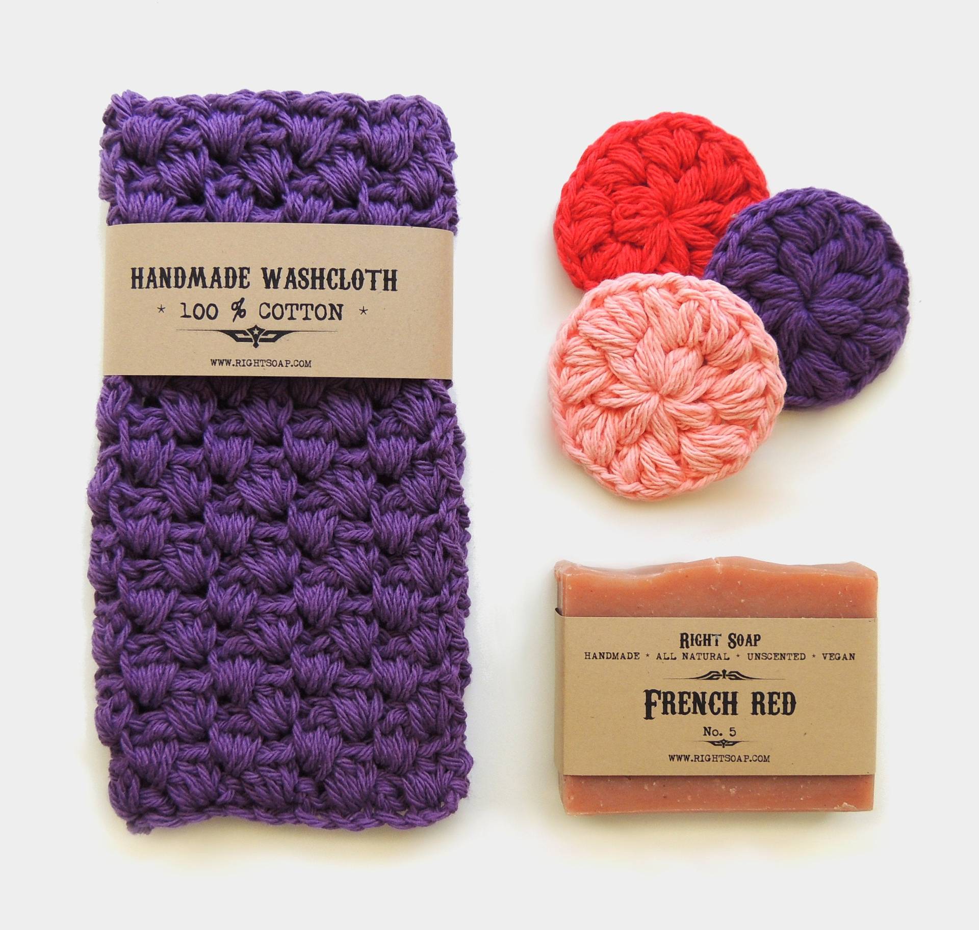 Handgemachtes Vegan Seife Geschenk-Set Baumwollwaschlappen & Scrubbies Handgemachtes Vegan Seife Geschenk-Set Baumwollwaschlappen & Scrubbies von Etsy - RightSoap