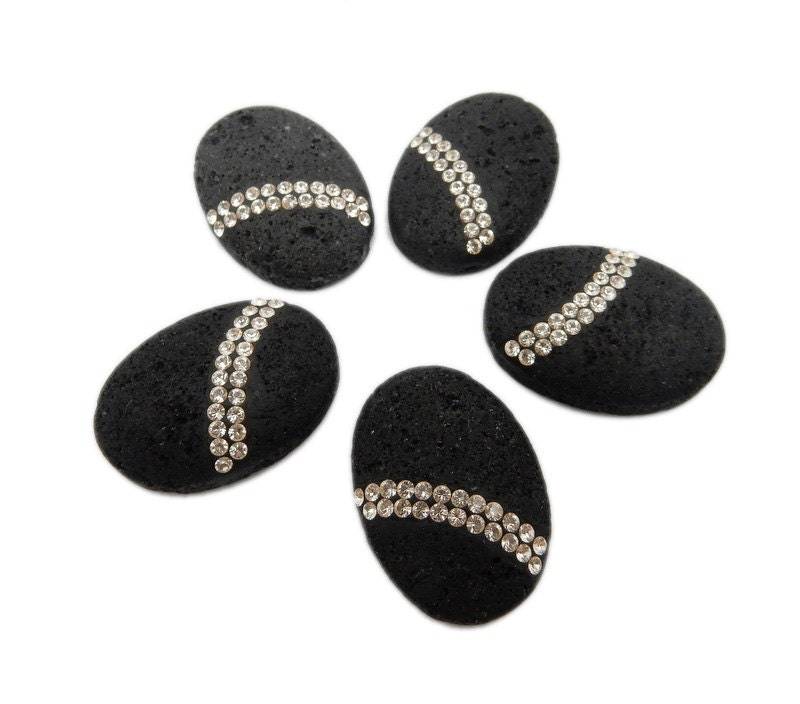 Ovaler Lavastein Mit Cz Rhinestone-Akzenten - Begrenzt Ideal Für Die Aromatherapie von Etsy - RockParadise