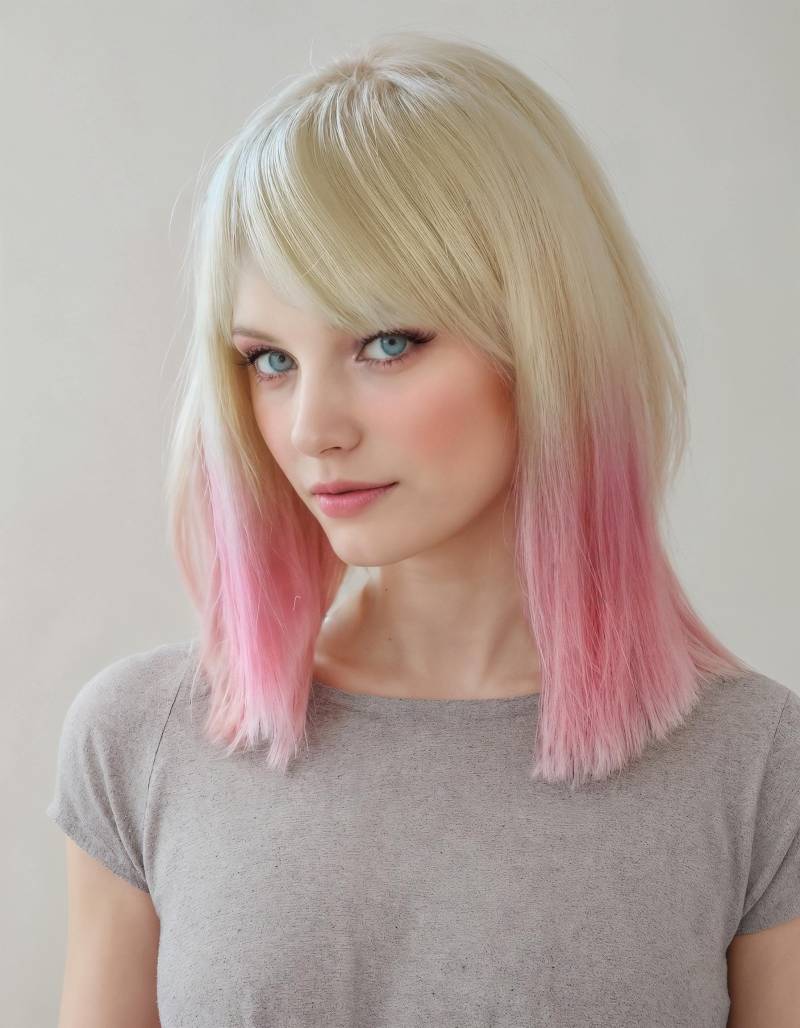 Blonde Bob-Perücke Mit Rosa Enden & Fransen, 10-Zoll-Zweifarbiges Kurzes Kunsthaar, Kostenlose Perückenkappe Inklusive von Etsy - RockingColour
