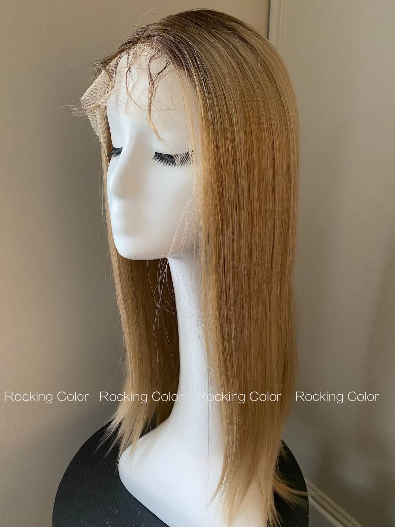 Blonde Volle Spitze Vorne Ombre Gerade Perücke/24-Zoll Braune Wurzel Blonde Perücke. Gratis Perückenkappe von Etsy - RockingColour