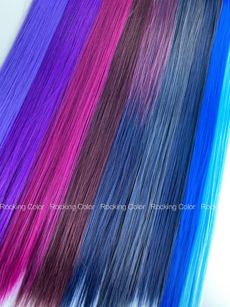 Clip in Haarsträhne. 24 Zoll Lange in Der Haarverlängerung. Clipbreite 4 cm. Blau, Lila, Rosa, Braun, Himmelblau von Etsy - RockingColour