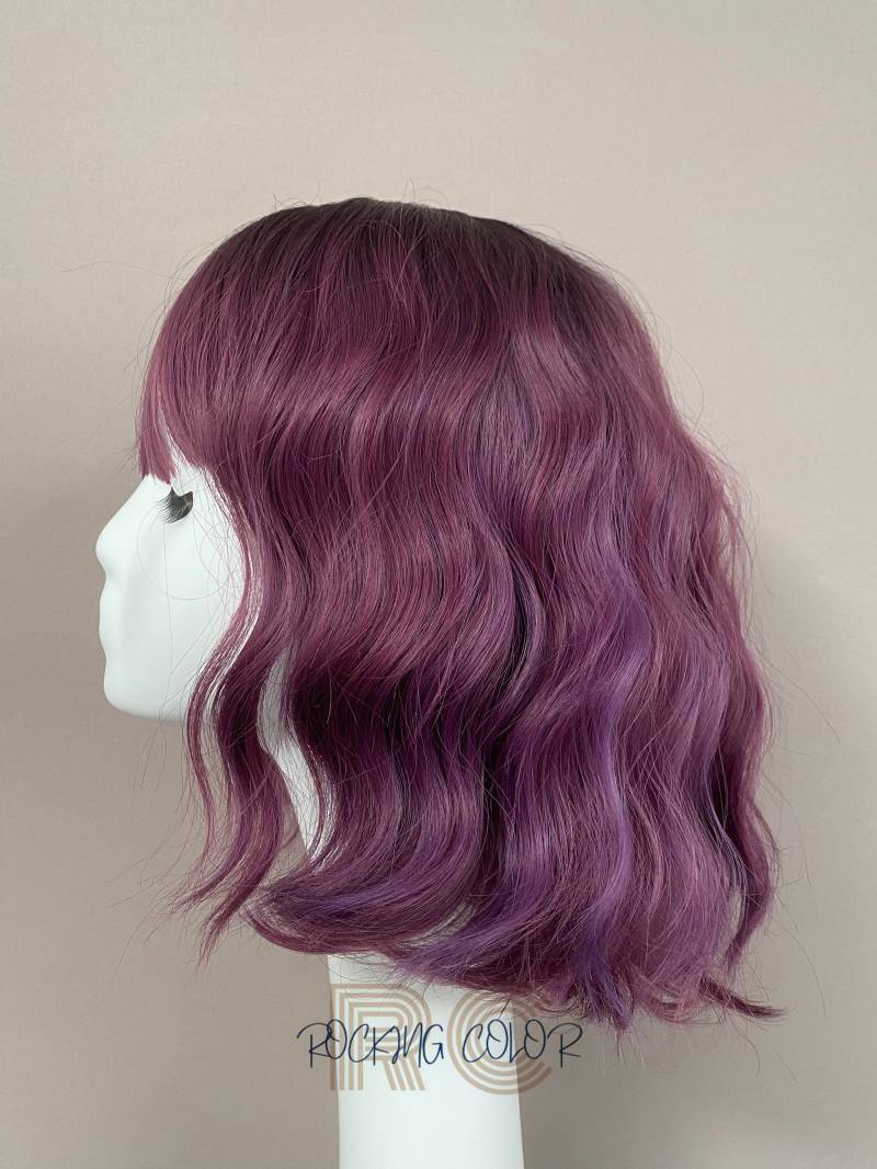 Lila Ombre Bob-Perücke Mit Pony - 12-Zoll Stilvolle Perücke Kostenloser Perückenkappe von Etsy - RockingColour