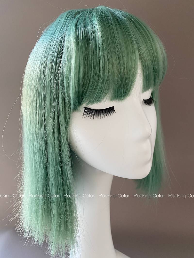 Kurze Perücke Mint Green Bob Mit Pony 10-Zoll-Kurzhaarteil Leicht & Natürlicher Look + Gratis Perückenkappe von Etsy - RockingColour