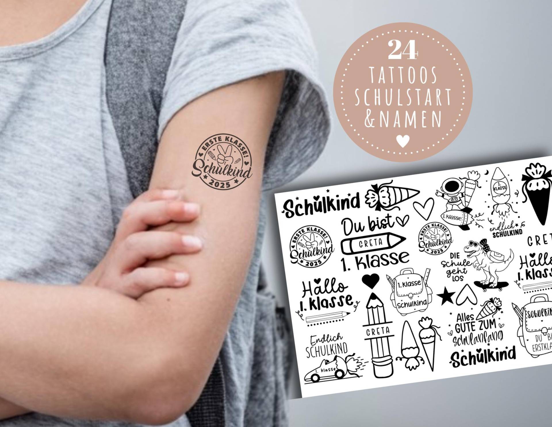 Schulkind | Personalisierbare Tattoos Zum Schulanfang Kindertattoo Mit Namen 24Er Set Für Jungs & Mädchen 1. Schultag Schulstart von Etsy - RoosGiftShop