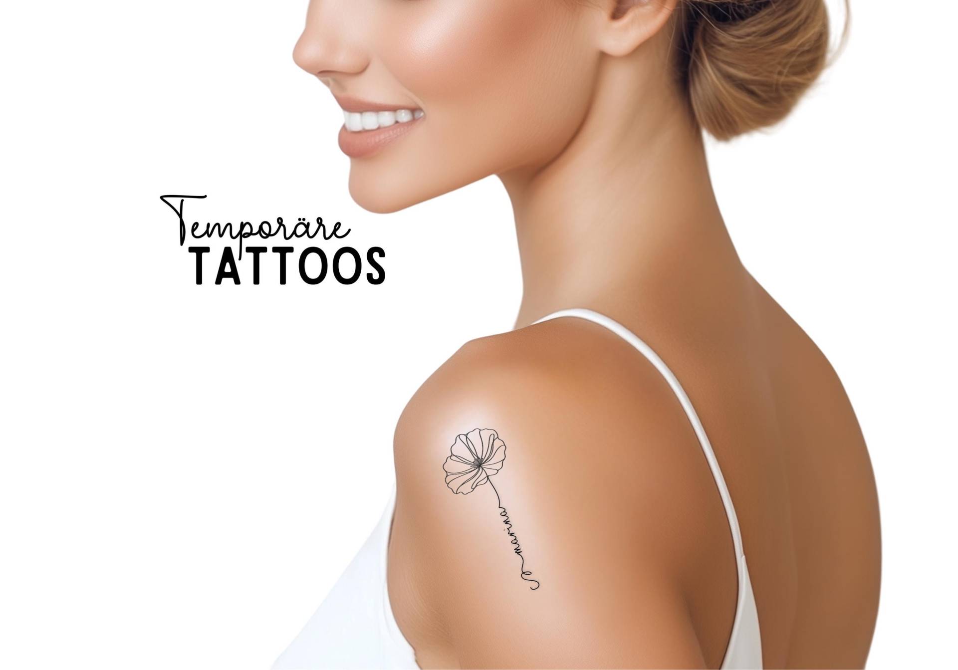 Temporäre Tattoos | Personalisiert Blüte Mit Namen Blumentattoo Blume Individuelle Gestaltung Nach Deiner Vorgabe 4 Stück von Etsy - RoosGiftShop