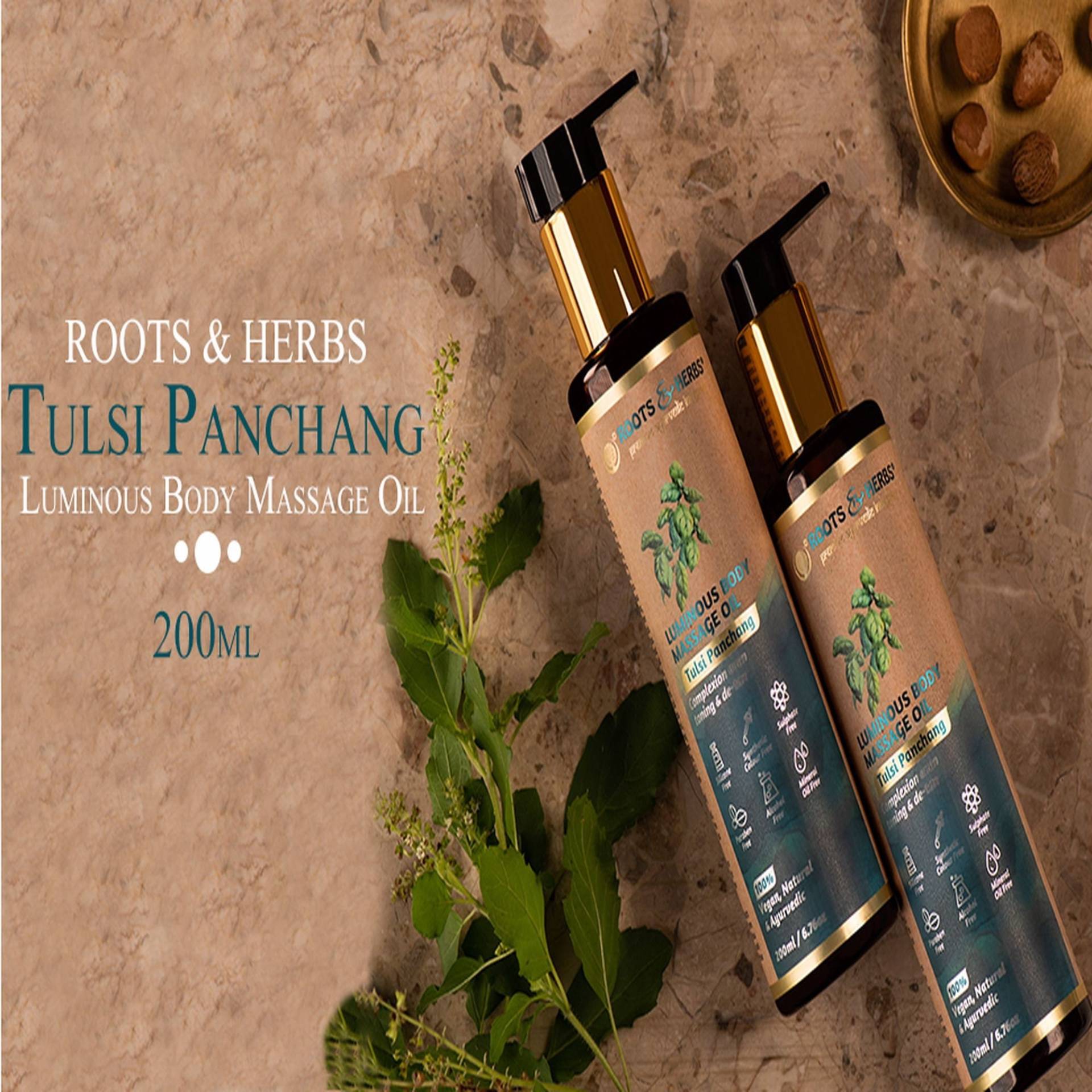 Roots & Herbs Tulsi Panchang Leuchtendes Körpermassageöl | 200Ml von Etsy - Rootsandherbsindia