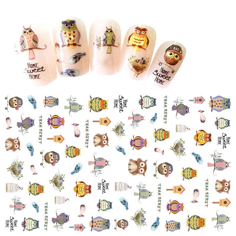 Nail Art Aufkleber " Eulen & Blumen Abziehbilder von Etsy - RoseBudsDesignGoods