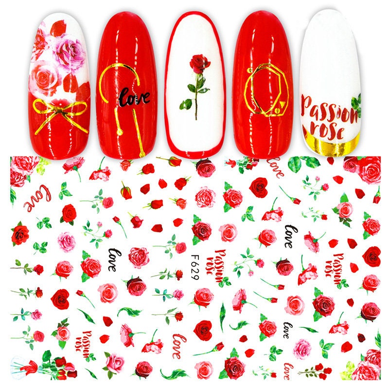 Valentinstag Nail Art Aufkleber, " Rosen von Etsy - RoseBudsDesignGoods