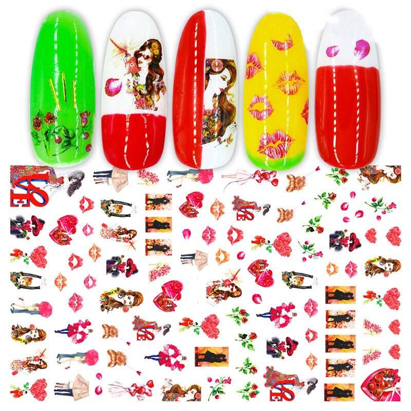 Valentinstag Nail Art Aufkleber " Herz Und Lippe Mensch von Etsy - RoseBudsDesignGoods