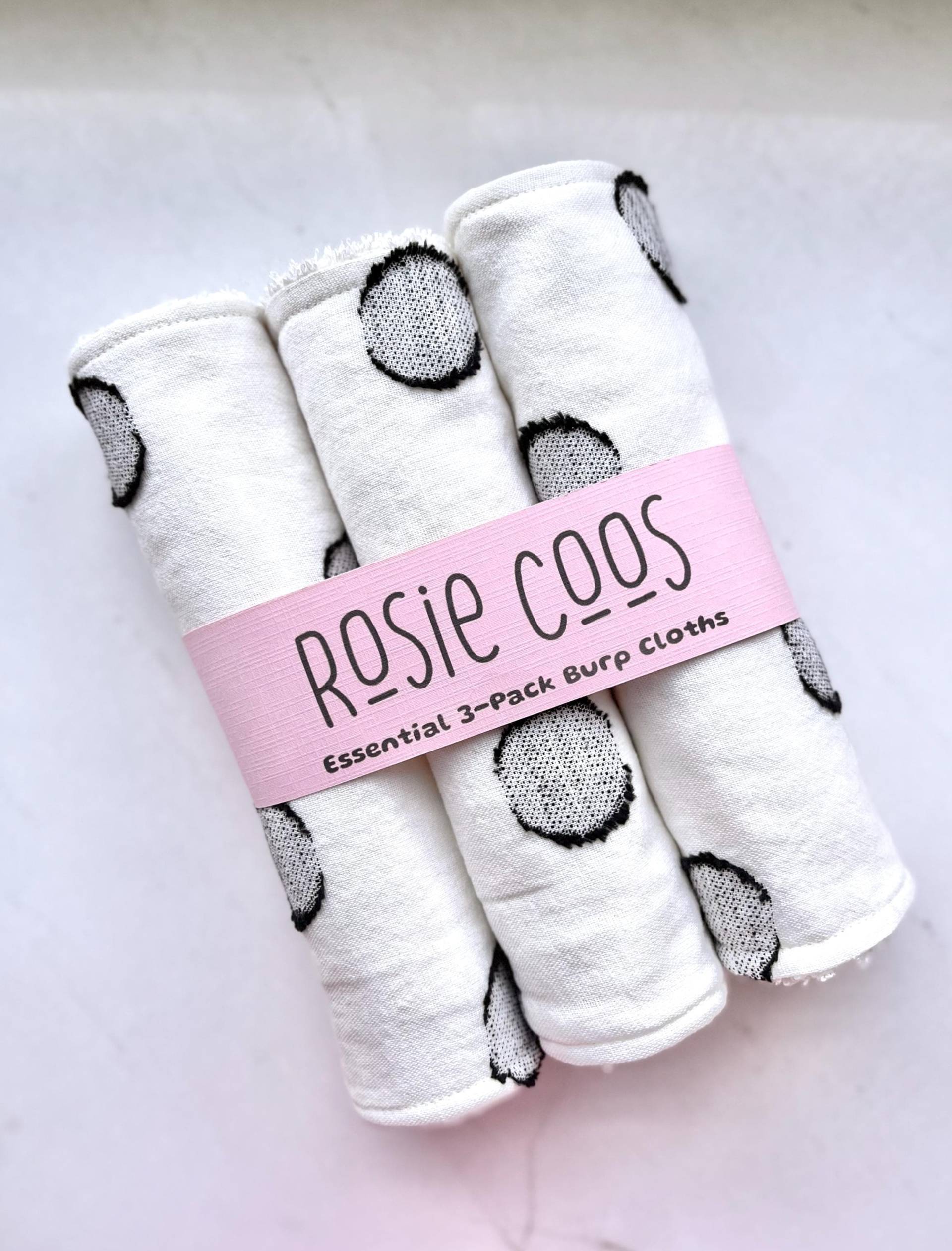 Unverzichtbare 3Er-Pack Spucktücher Schwarze Kreise, Polka Dots, Baumwolle Leinen Unverzichtbare 3Er-Pack Spucktücher Schwarze Kreise, Polka Dots, Baumwolle Leinen von Etsy - RosieCoos