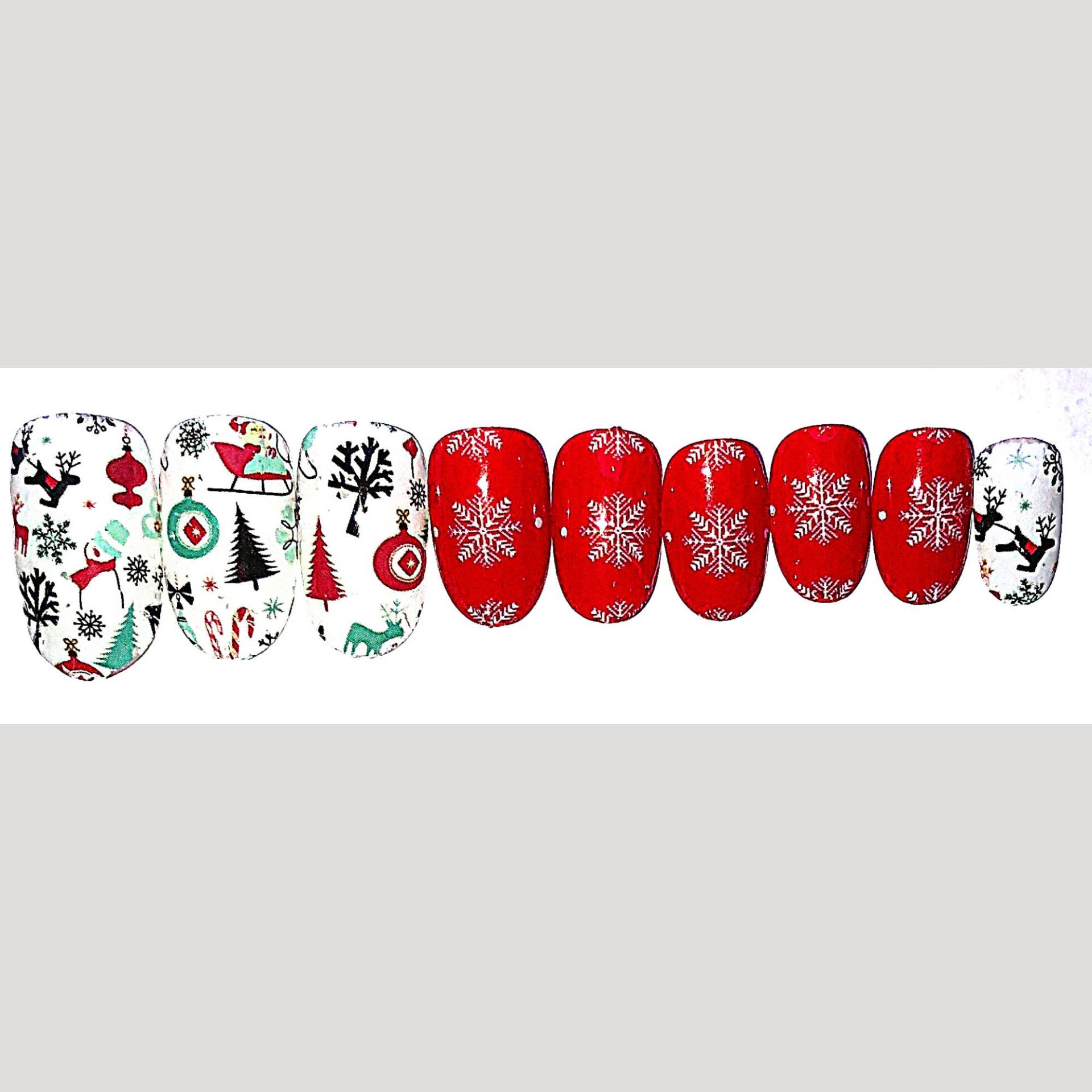 Schneeflocken Und Bäume Press-On Nagel Set - Kurz Rund | Größe 0-8 von Etsy - RuthlessNailDesigns