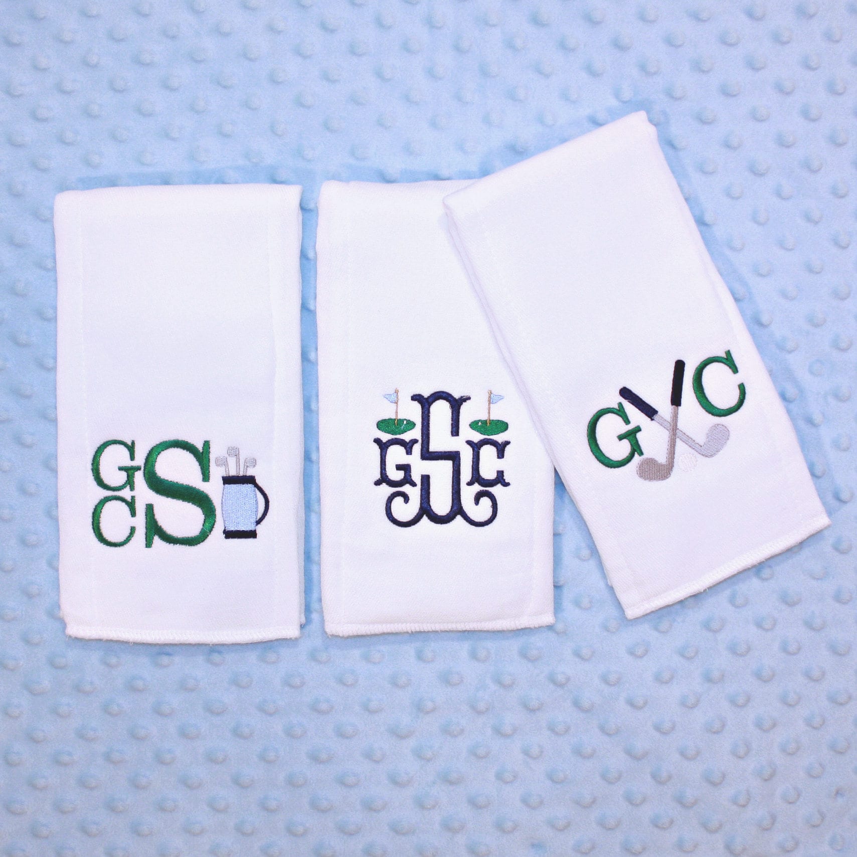 Personalisiertes Besticktes Spucktuch 3Er Set - Monogrammiert Baby Geschenk Stoffwindel Mädchen Junge Golf von Etsy - SBMonograms