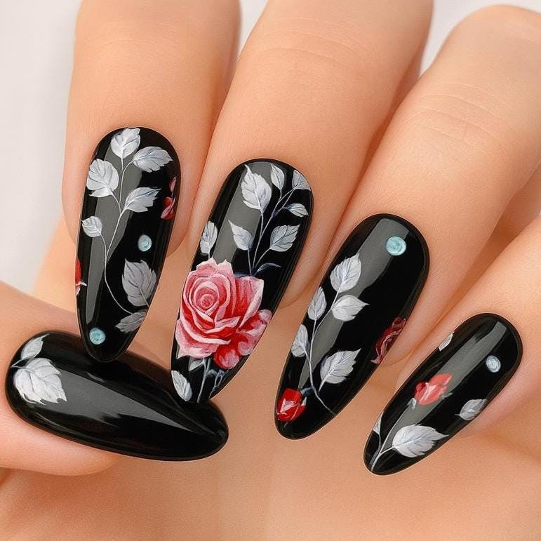 Floral Nail Art Volle Blume Nagel Wasserrutschen Abziehbild von Etsy - SWNails