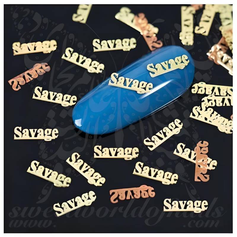 Savage Nagel Charms - Gold & Rosegold Wort Nail Art | Mutige 3D-Buchstabennageldekorationen Edgy Zubehör Für Acryl Und Gel Nägel von Etsy - SWNails