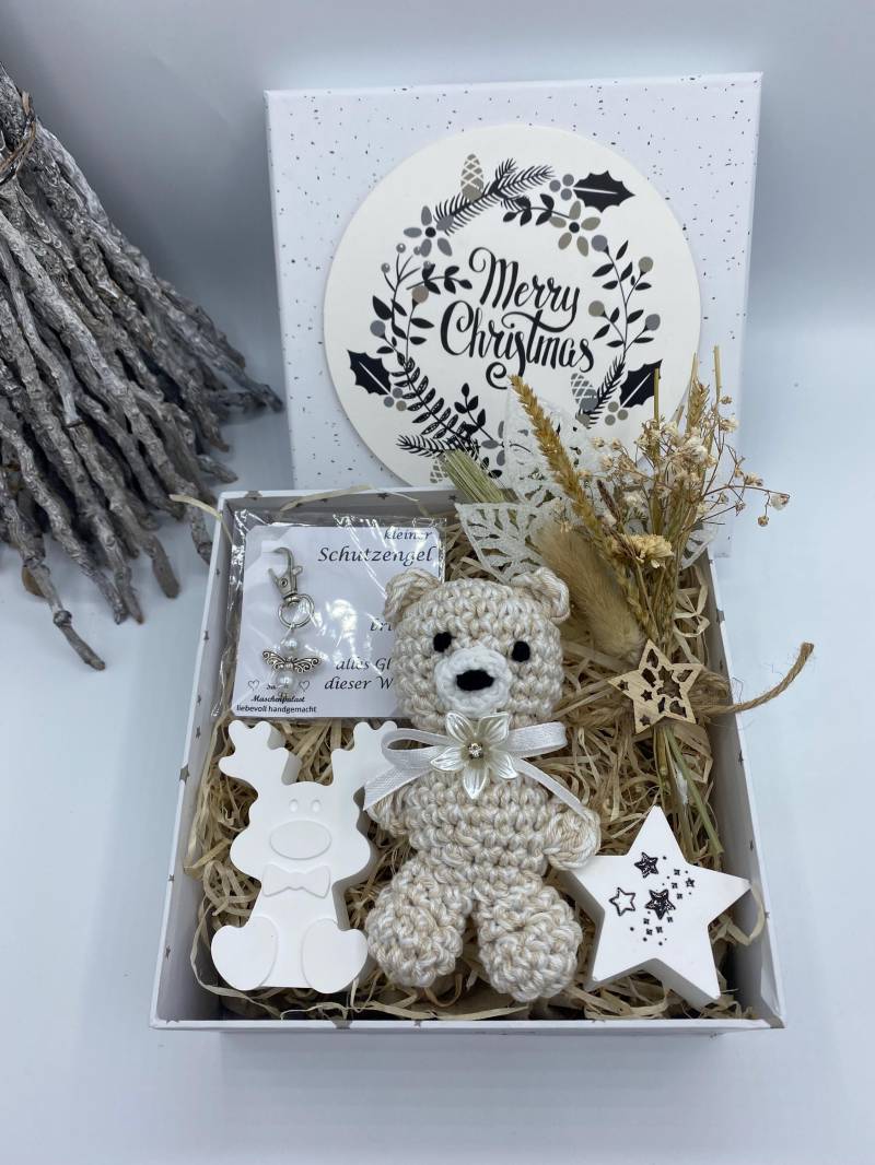 Handgemachtes Weihnachts-Geschenkset - Teddy, Deko-Elch, Stern, Trockenblumen & Schutzengel Mit Spruch Handgemachtes Weihnachts-Geschenkset - Teddy, Deko-Elch, Stern, Trockenblumen & Schutzengel Mit Spruch von Etsy - SabinesMaschenpalast