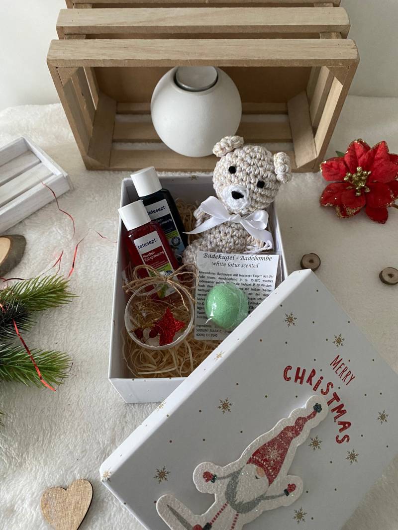 Weihnachtsgeschenk Teddybär Wellness Wohlfühlset Weihnachtsgeschenk Teddybär Wellness Wohlfühlset von Etsy - SabinesMaschenpalast
