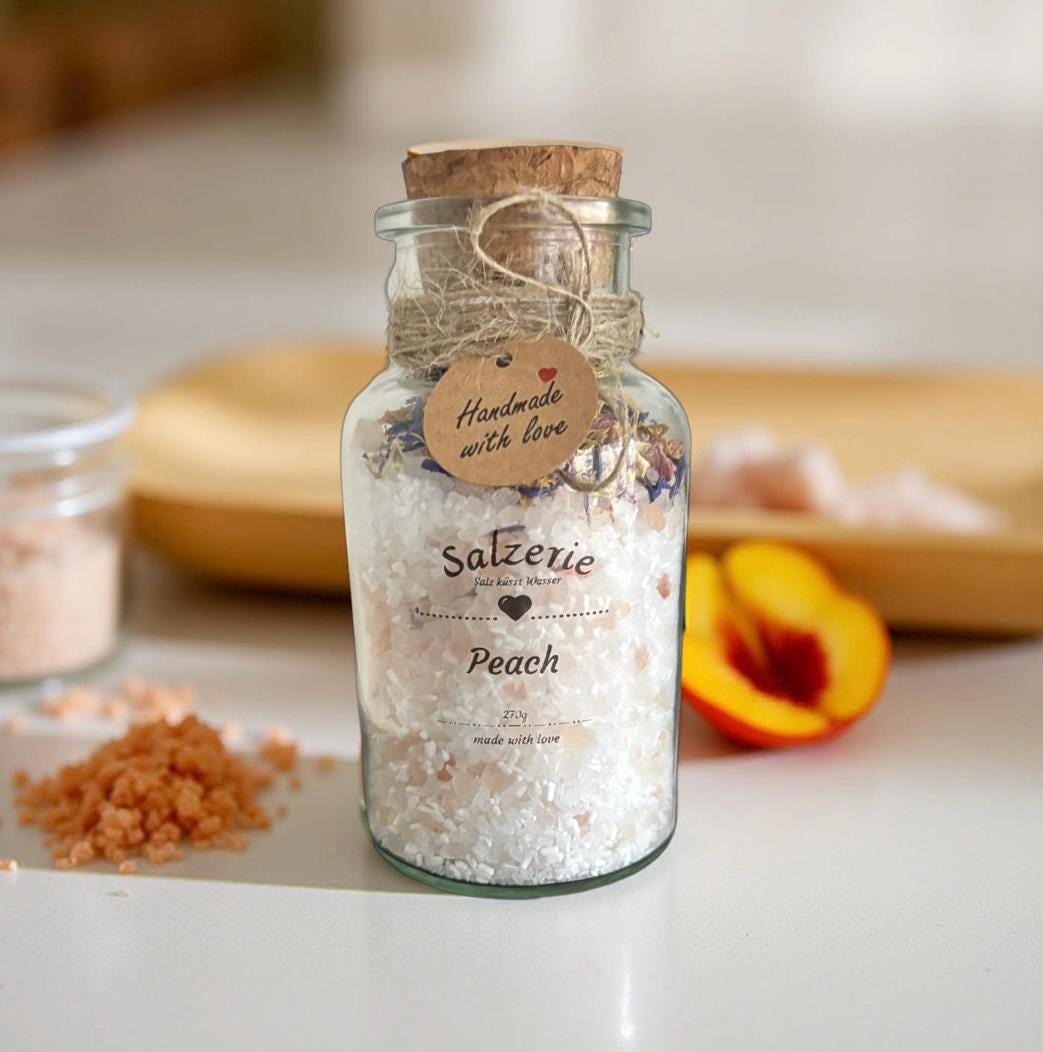Badesalz Peach Trifft Auf Himalaya -Und Epsomsalz, Ist Der Schlüssel Zu Gesunder Strahlender Haut Und Geistigem Wohlbefinden Badesalz Peach Trifft Auf Himalaya -Und Epsomsalz, Ist Der Schlüssel Zu Gesunder Strahlender Haut Und Geistigem Wohlbefinden von Etsy - Salzerie