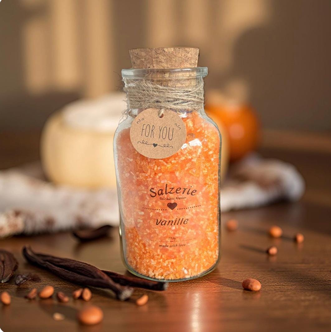 Vanille Badesalz Mit Himalayasalz - Handgemachter Badezusatz/Natürliches Wellnessbad Veganes Spa Geschenk Beruhigend Und Pflegend von Etsy - Salzerie