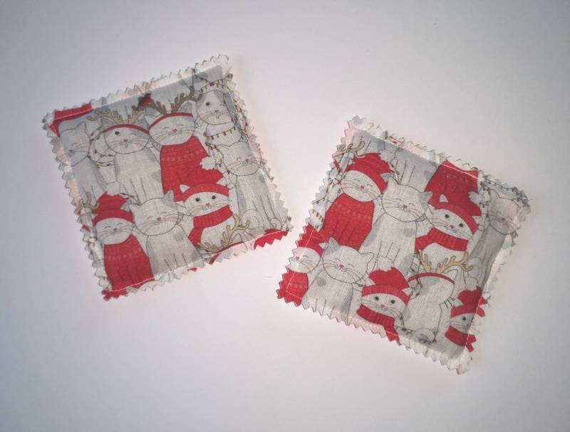 Körnerkissen 2Er Set, Kleine Körnerkissen, Handwärmer, Taschenwärmer, Kühlkissen, Mini - Wärmekissen, Motiv Weihnachtliche Katzen von Etsy - SamiLiShop
