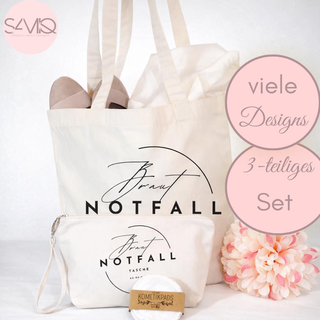 Personalisiertes Großes Geschenkset Für Die Braut Mit Notfalltasche Kosmetiktasche Kosmetikpad Name, Individuelles Hochzeitsgeschenk Set von Etsy - SamiqDesigns