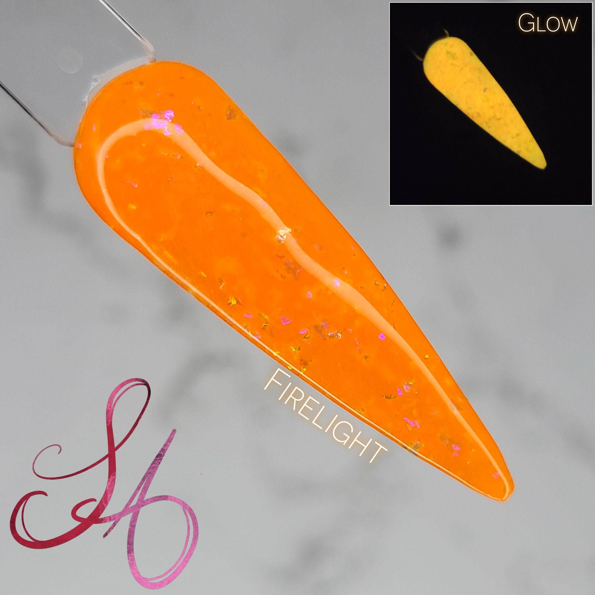 Feuerlicht Neon Orange Glow in The Dark Flakie Dip Powder von Etsy - SandADipPowders