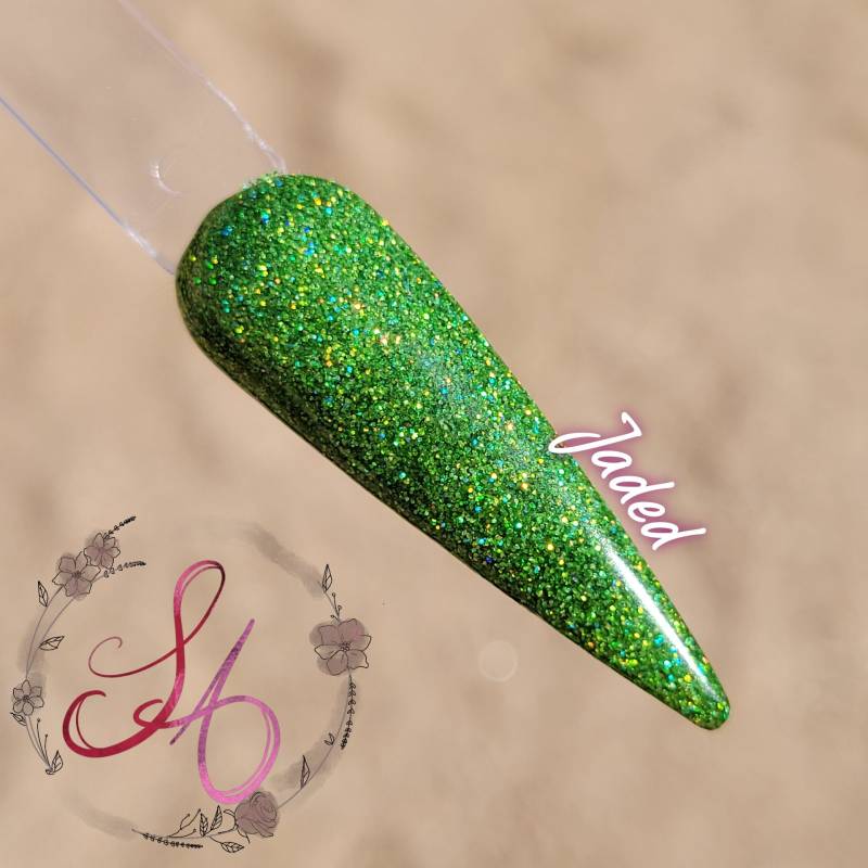 Jaded Holographic Grün Glitter Dip Pulver von Etsy - SandADipPowders