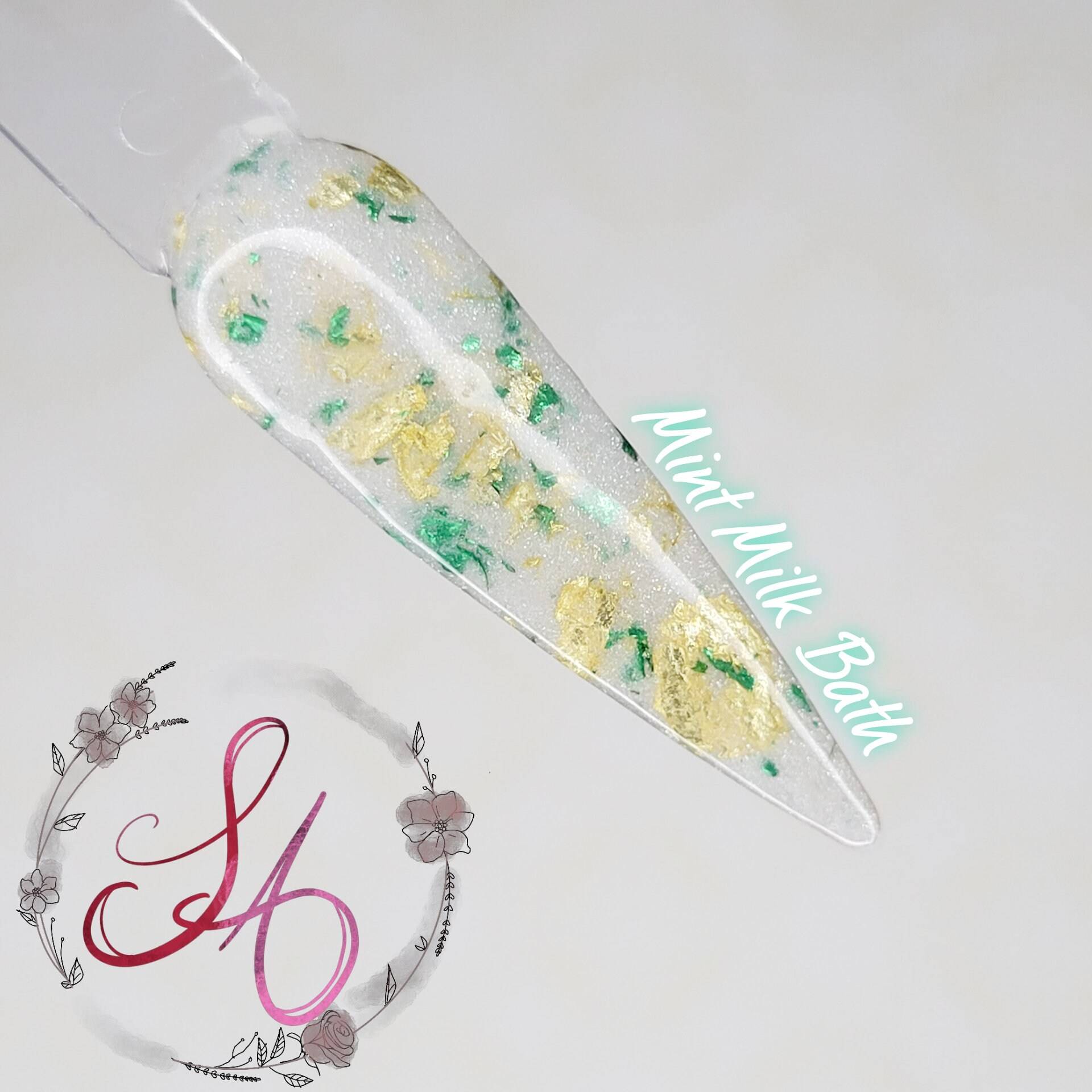 Minzmilchbad Weiße Schimmerfolie Teal Gold Dip Pulver von Etsy - SandADipPowders
