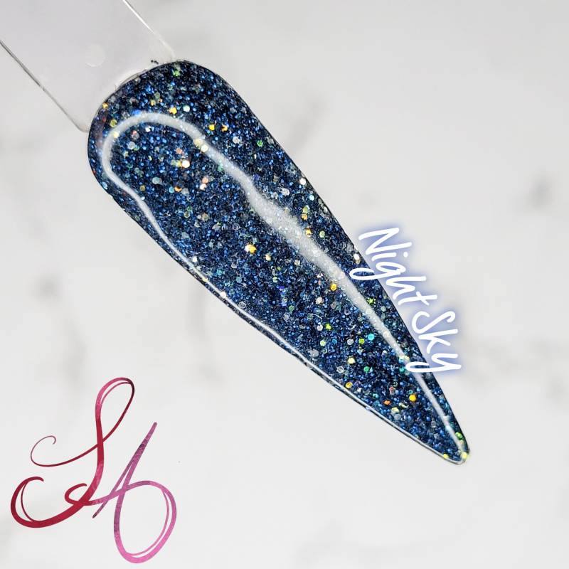 Night Sky Dip Powder 4. Juli Kollektion Blau Weiß Glitter von Etsy - SandADipPowders