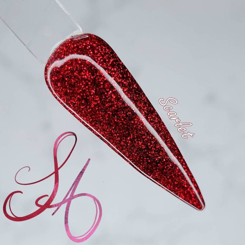Scarlet Dip Powder Dunkelrot Glitzernd von Etsy - SandADipPowders