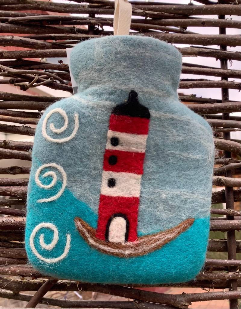 1 Bezaubernde Mini-Wärmflasche Filzwärmflasche Ca 17x14cm Inkl Wärmflasche ~100Ml Leuchtturm von Etsy - SaraundOnsiFilzerei